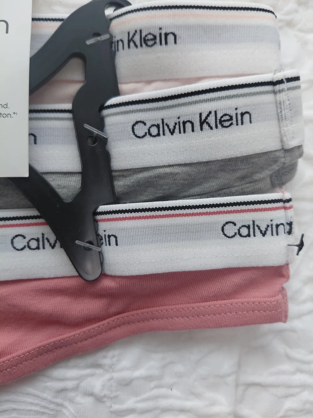 Calvin Klein Rose Pink, Gray And Light Pink Cotton Thong 3- Set Sz M